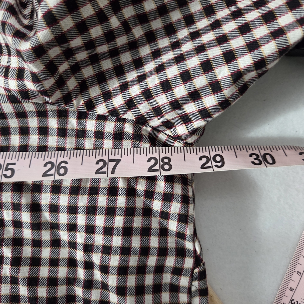 Lane Bryant Size 24 NWT Black Red And White Gingham Plaid Ruffled Button Up - Picture 7 of 9